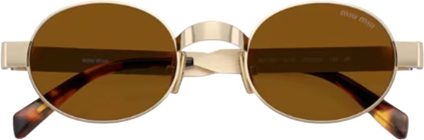 Miu Miu Compact Oval Sunglasses with Satin Gold-tone Frame Oranje