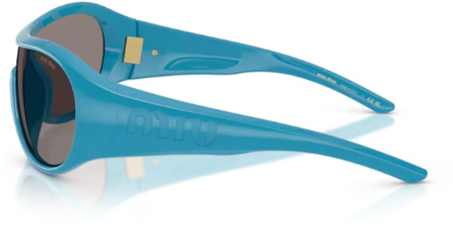 Miu Miu Oversized Mask Sunglasses with Glossy Acetate Frame Zwart