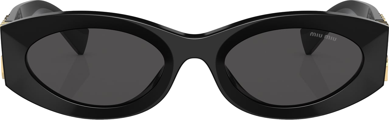 Miu Miu 0mu 11ws Elongated Oval Black Acetate Sunglasses Zwart