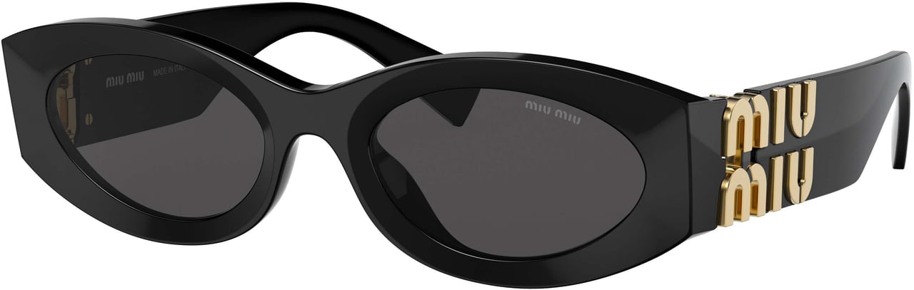 Miu Miu 0mu 11ws Elongated Oval Black Acetate Sunglasses Zwart
