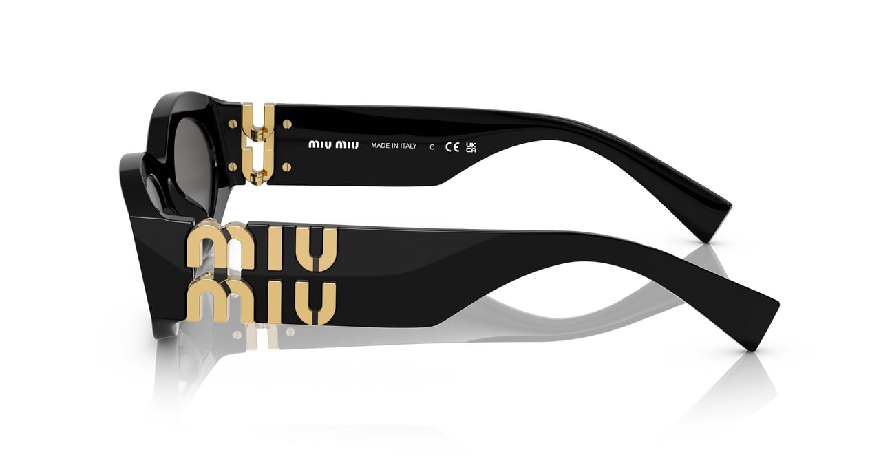 Miu Miu 0mu 11ws Elongated Oval Black Acetate Sunglasses Zwart