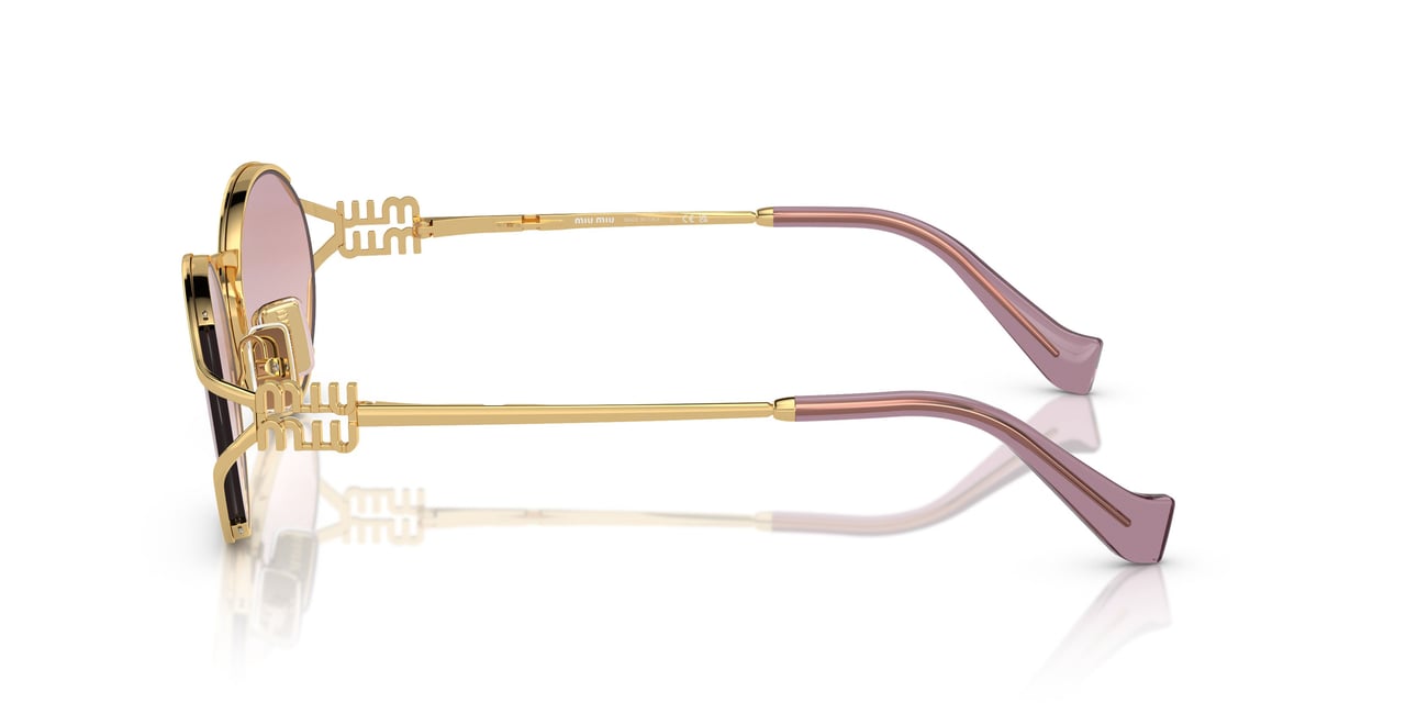 Miu Miu 0mu 52ys Oval Gold Metal Frame Sunglasses Roze