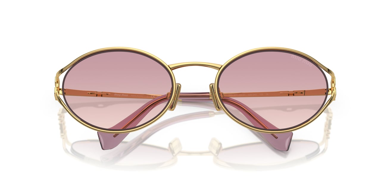 Miu Miu 0mu 52ys Oval Gold Metal Frame Sunglasses Roze