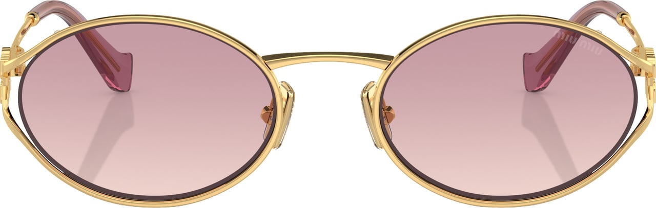 Miu Miu 0mu 52ys Oval Gold Metal Frame Sunglasses Roze