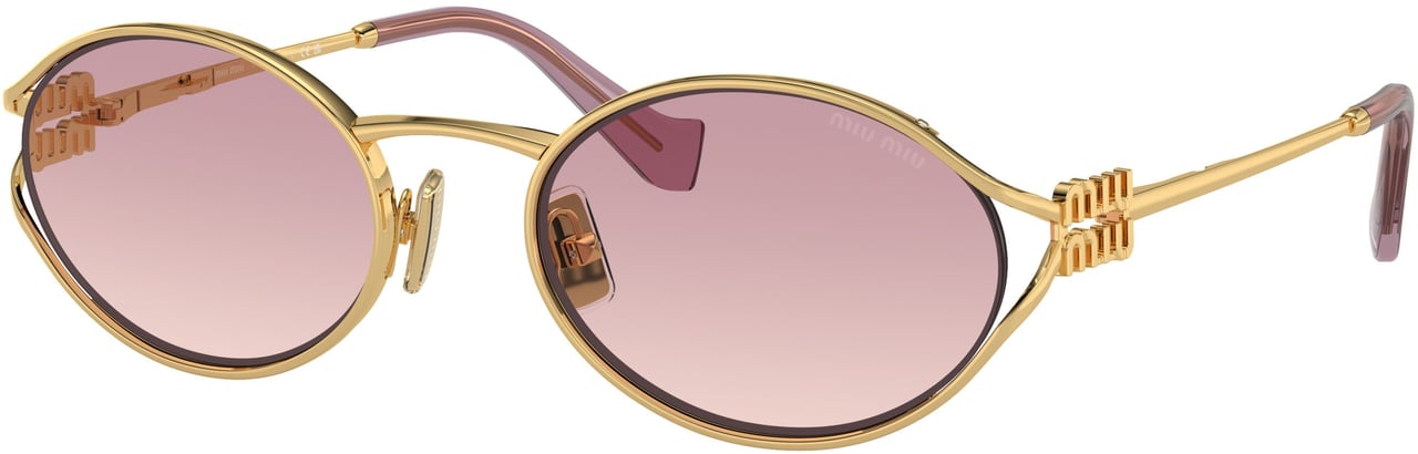 Miu Miu 0mu 52ys Oval Gold Metal Frame Sunglasses Roze