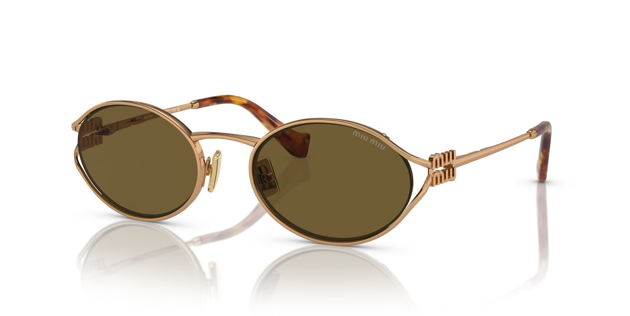 Miu Miu 0Mu 52Ys Gold Metal Frame Sunglasses Bruin
