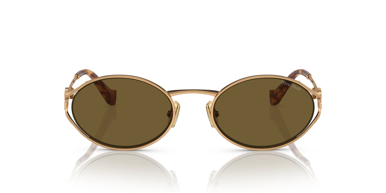 Miu Miu 0Mu 52Ys Gold Metal Frame Sunglasses Bruin