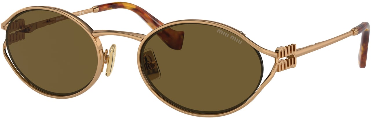 Miu Miu 0Mu 52Ys Gold Metal Frame Sunglasses Bruin