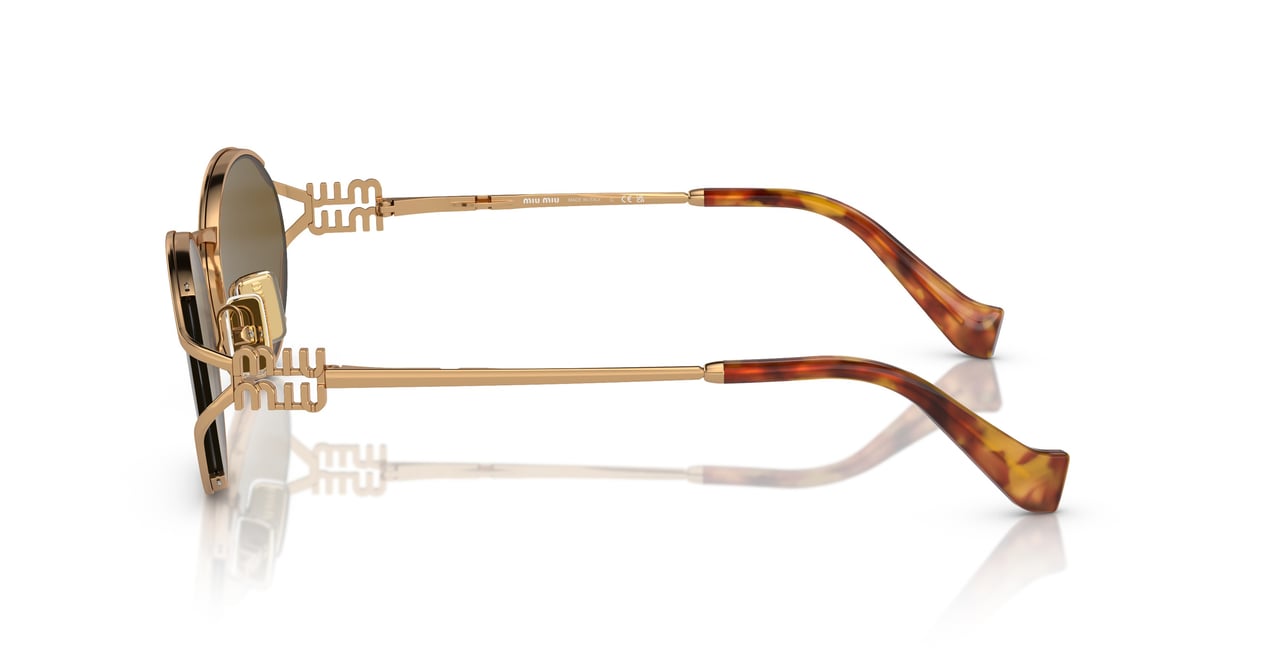 Miu Miu 0Mu 52Ys Gold Metal Frame Sunglasses Bruin