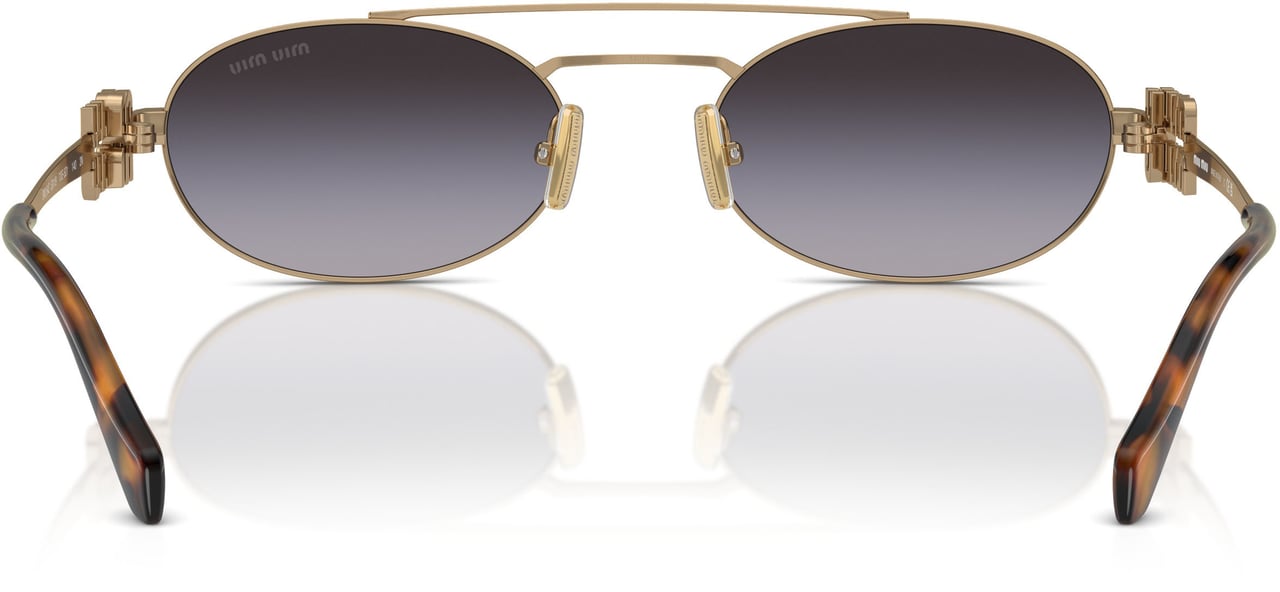 Miu Miu 0mu 54zs Oval-Shaped Gold Metal Frame Sunglasses Grijs