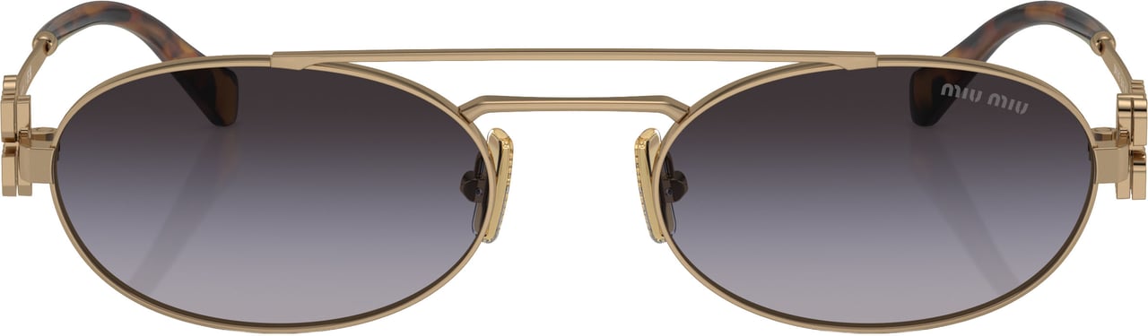Miu Miu 0mu 54zs Oval-Shaped Gold Metal Frame Sunglasses Grijs