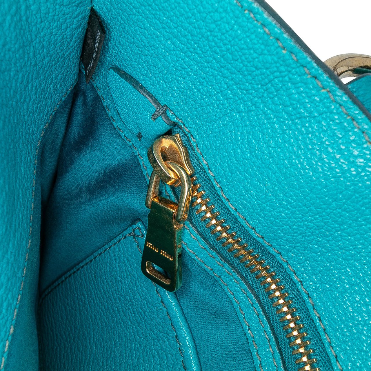 Miu Miu Goatskin Madras Satchel Blauw