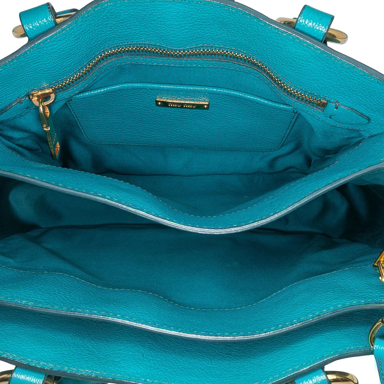 Miu Miu Goatskin Madras Satchel Blauw