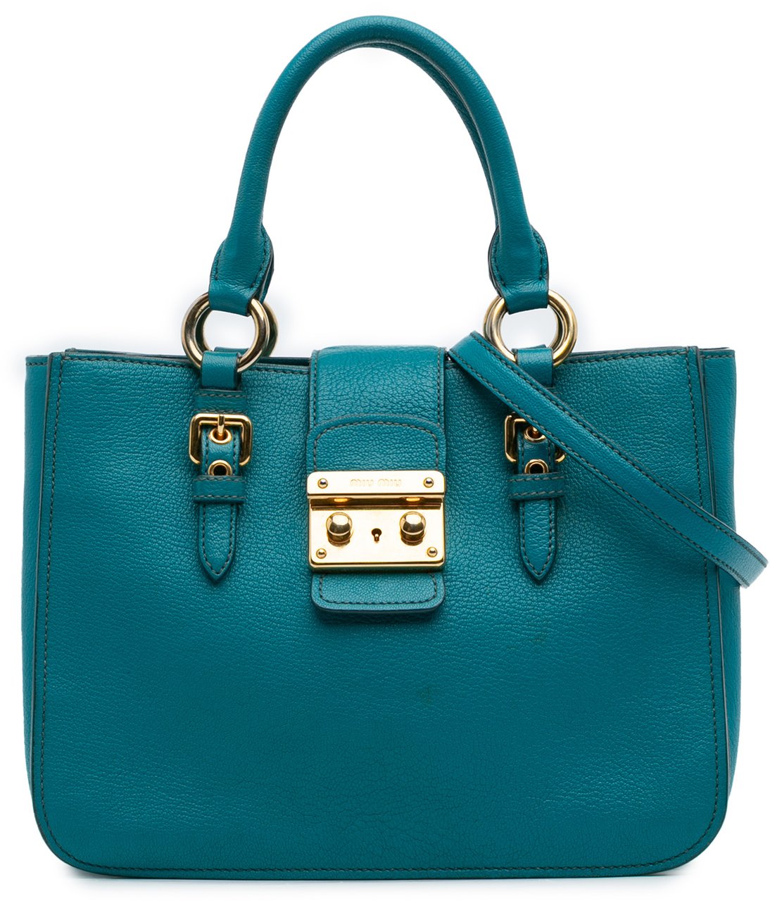 Miu Miu Goatskin Madras Satchel Blauw