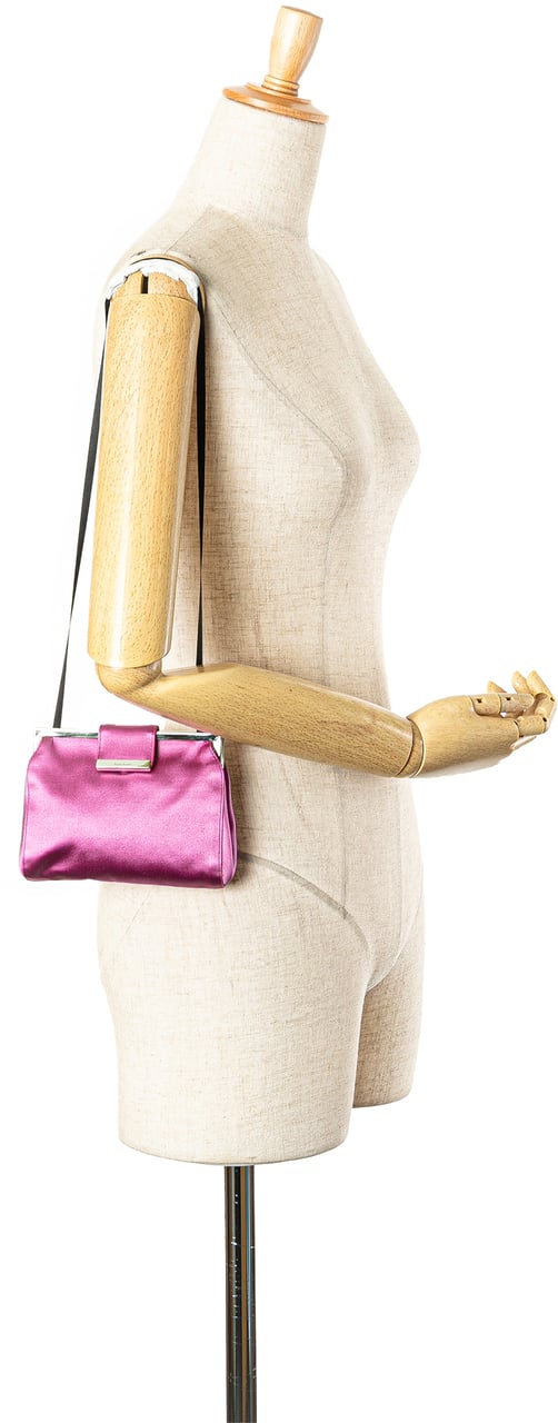 Miu Miu Satin Clasp Clutch on Strap Roze