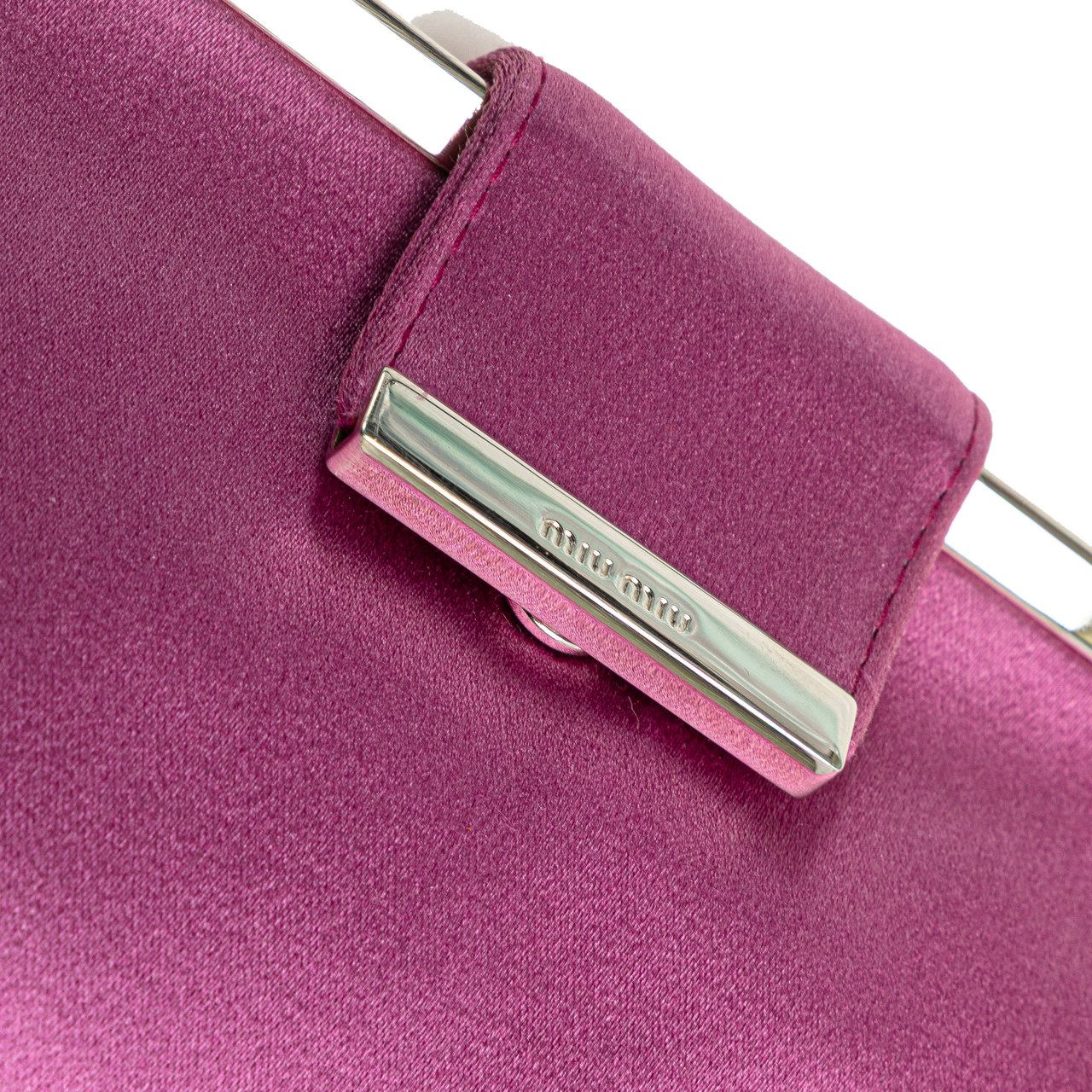 Miu Miu Satin Clasp Clutch on Strap Roze