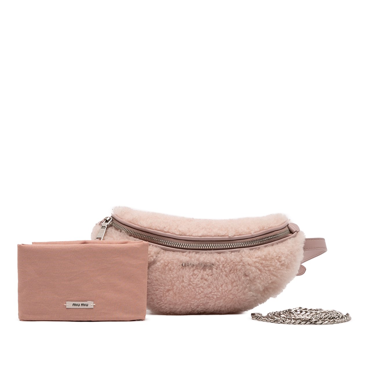 Miu Miu Shearling Convertible Belt Bag Roze