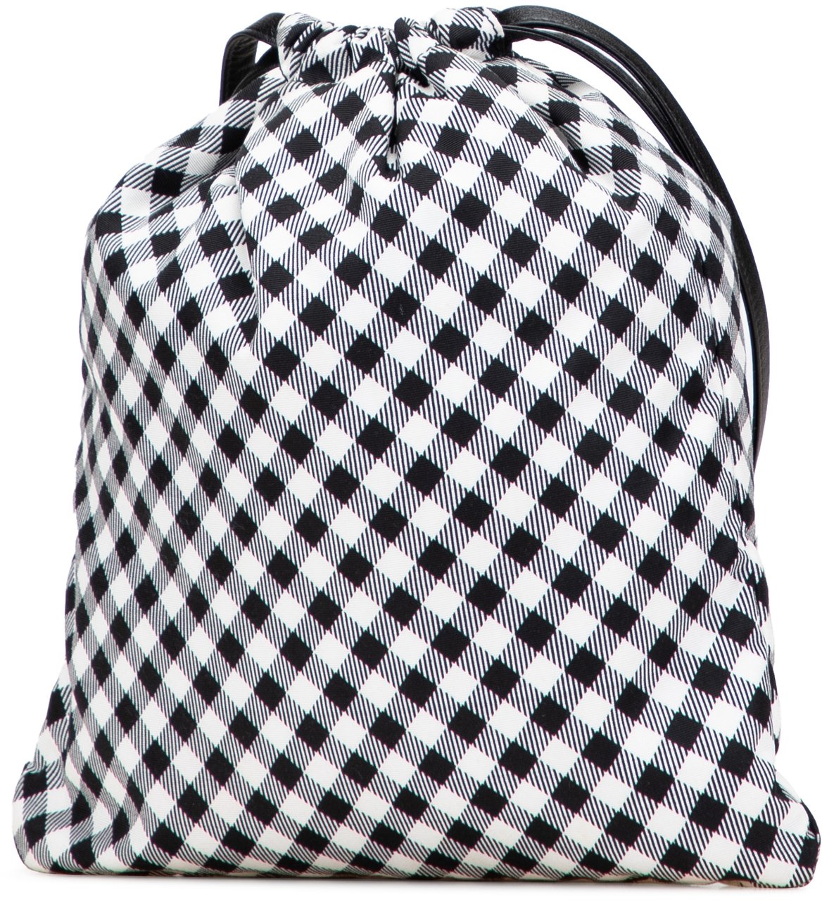 Miu Miu Nylon Gingham Drawstring Pouch Blauw