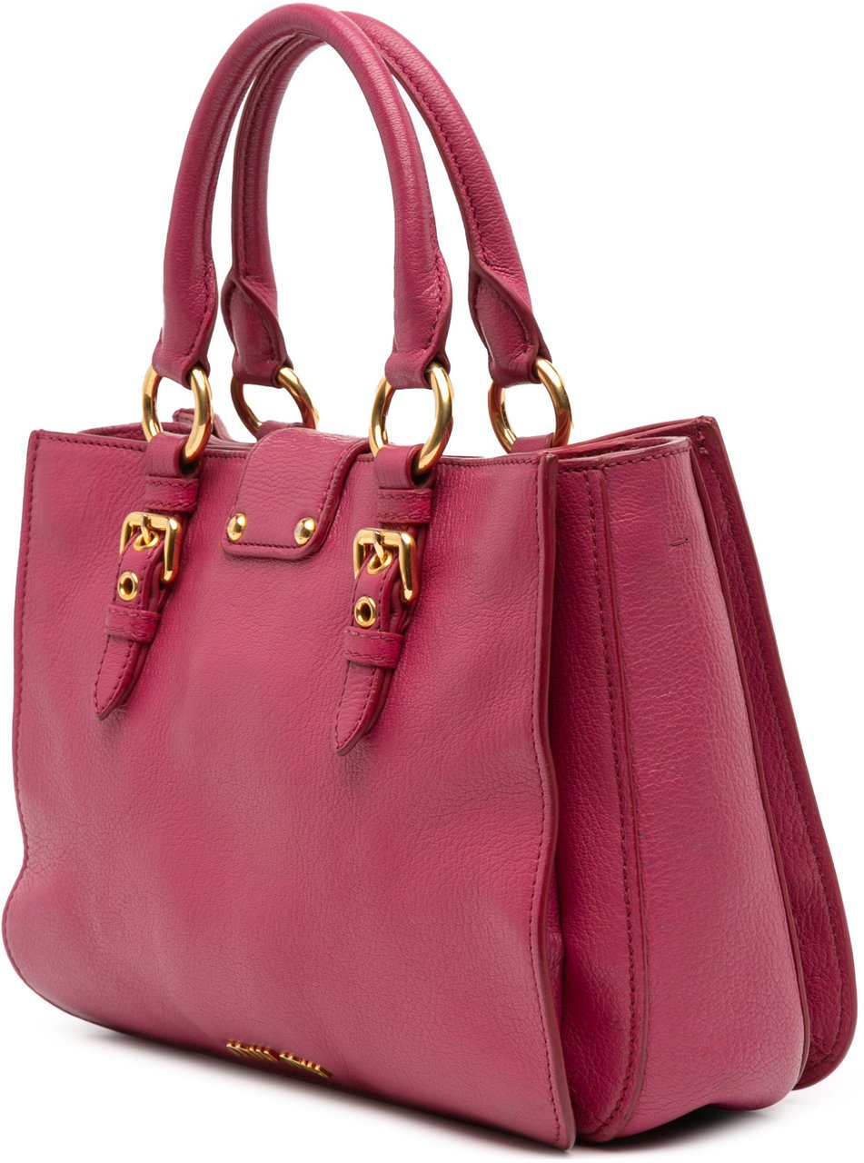 Miu Miu Goatskin Madras Satchel Roze