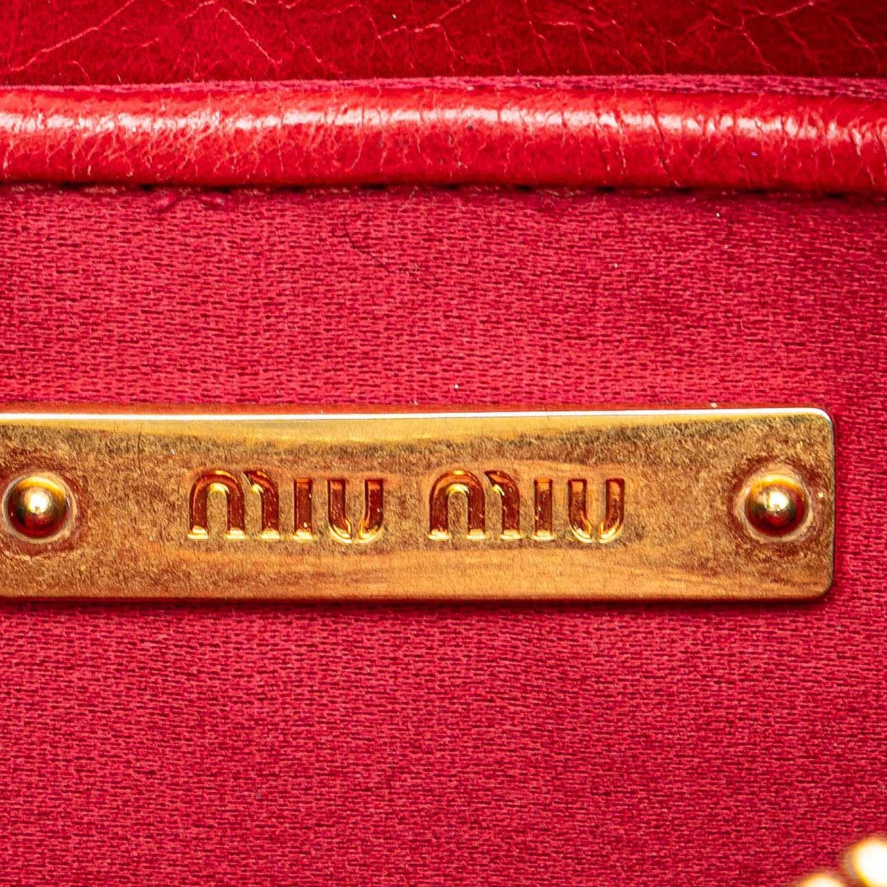 Miu Miu Vitello Shine Bow Wristlet Clutch Rood