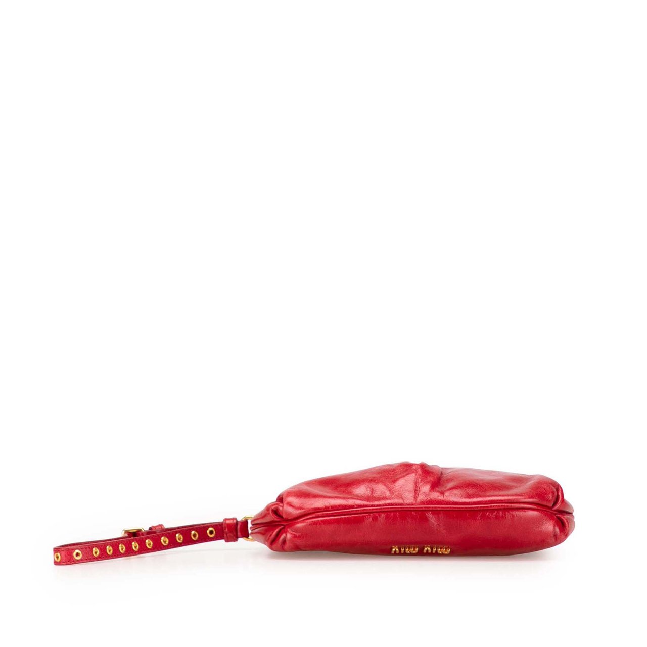 Miu Miu Vitello Shine Bow Wristlet Clutch Rood