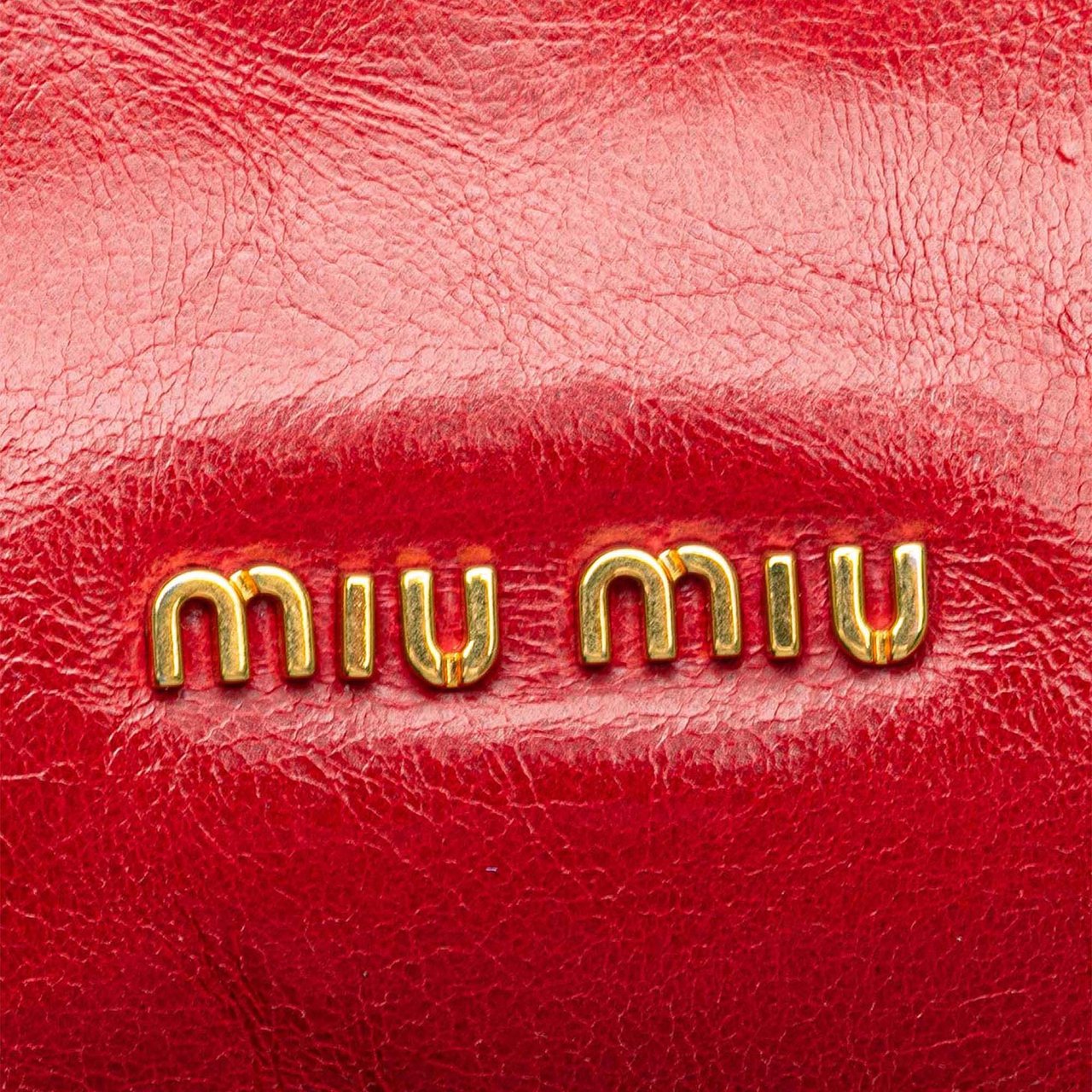 Miu Miu Vitello Shine Bow Wristlet Clutch Rood