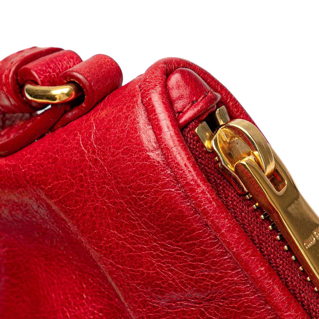 Miu Miu Vitello Shine Bow Wristlet Clutch Rood