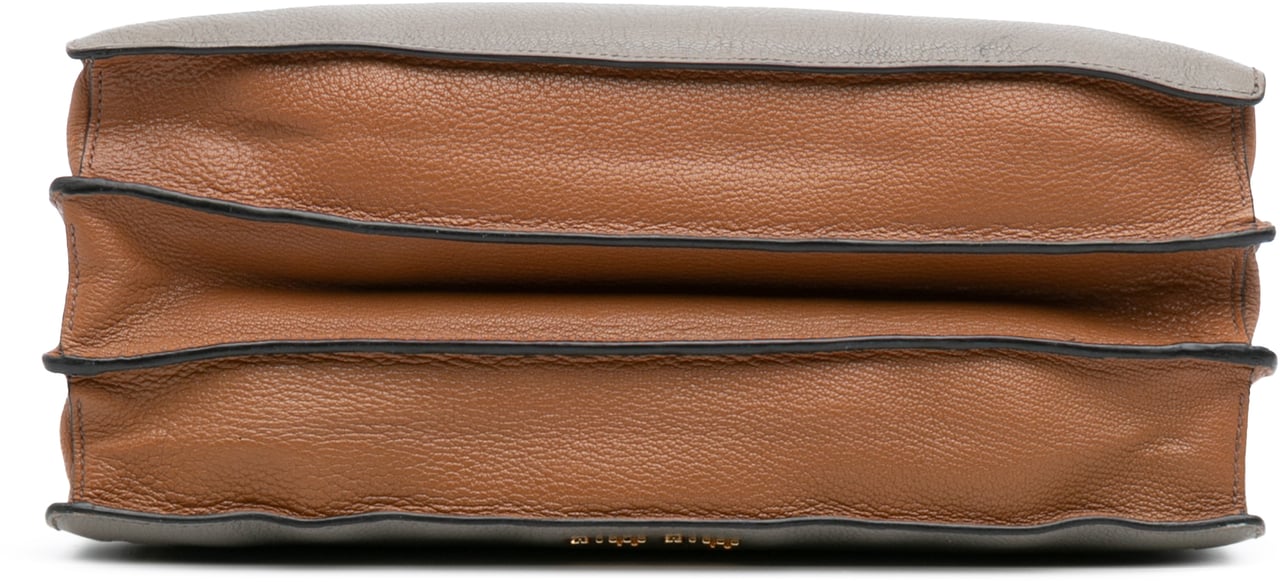 Miu Miu Goatskin Madras Push Lock Tote Grijs