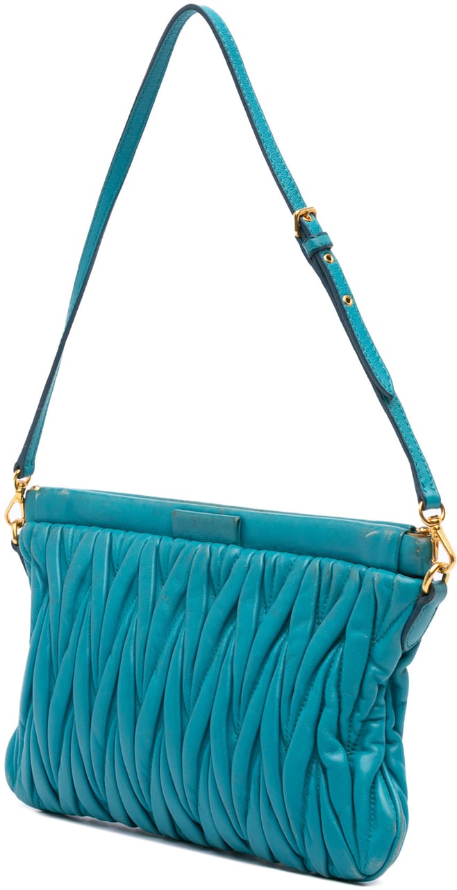 Miu Miu Matelasse Lambskin Shoulder Bag Blauw