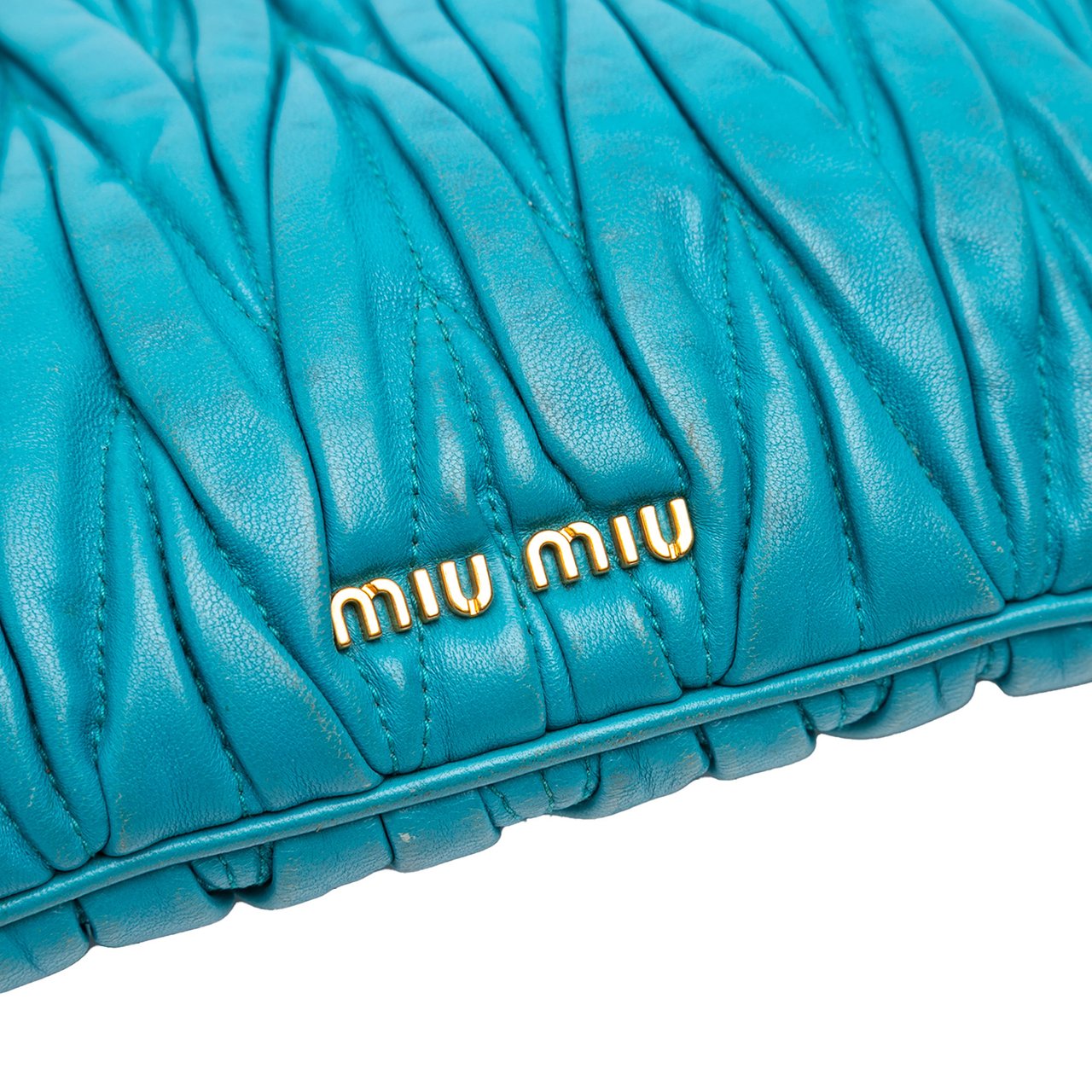 Miu Miu Matelasse Lambskin Shoulder Bag Blauw