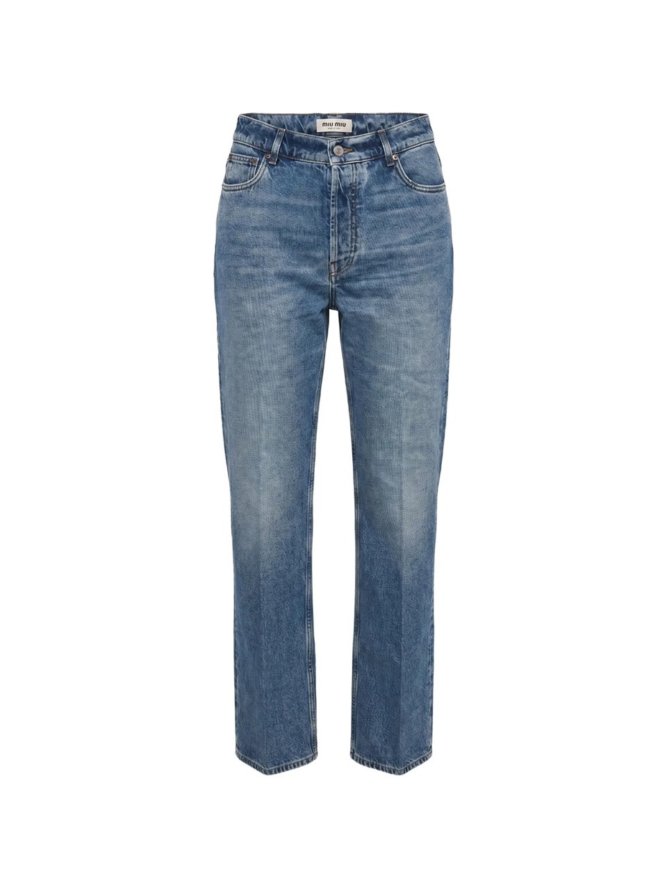 Miu Miu Faded Blue Mid-Rise Straight-Leg Jeans Blauw