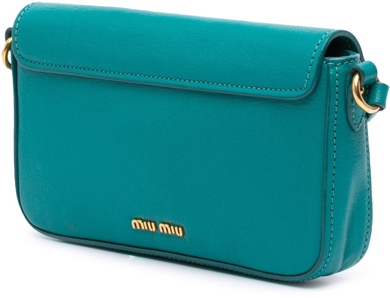 Miu Miu Goatskin Madras Crossbody Blauw