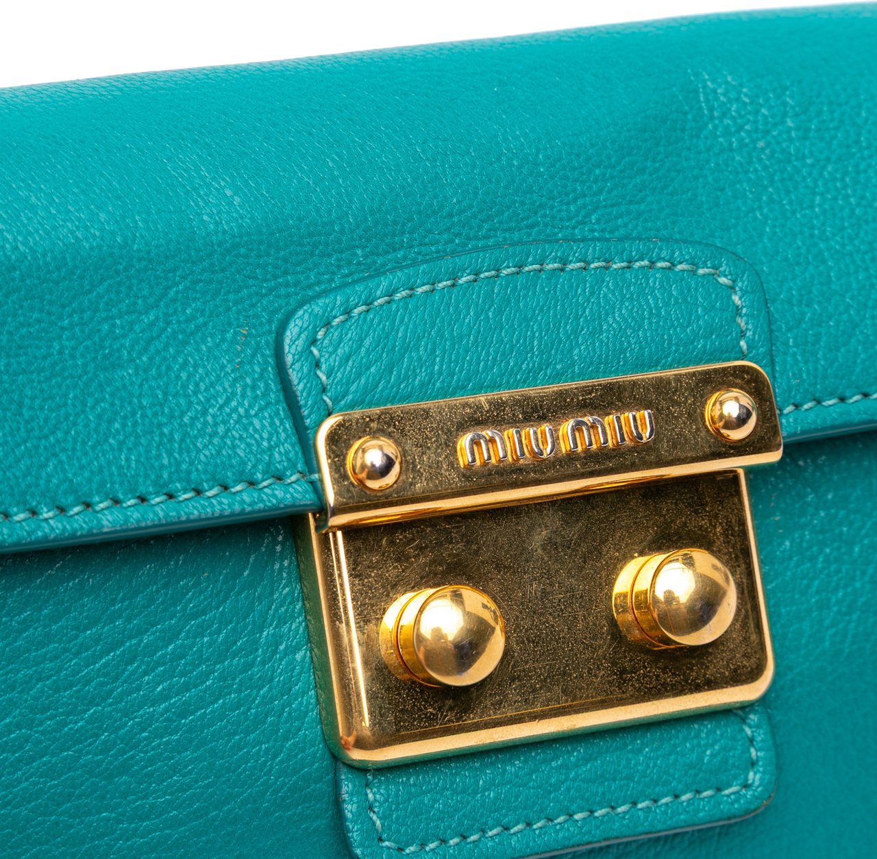 Miu Miu Goatskin Madras Crossbody Blauw