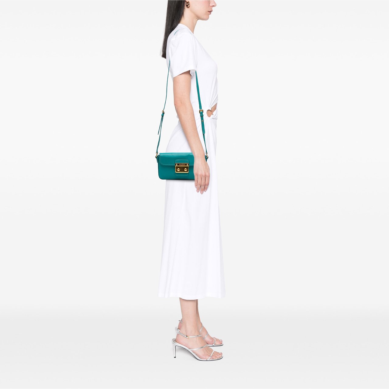 Miu Miu Goatskin Madras Crossbody Blauw