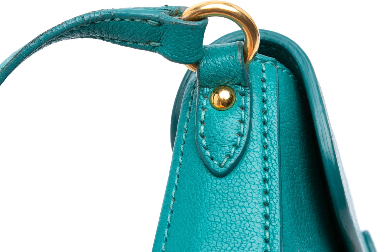 Miu Miu Goatskin Madras Crossbody Blauw