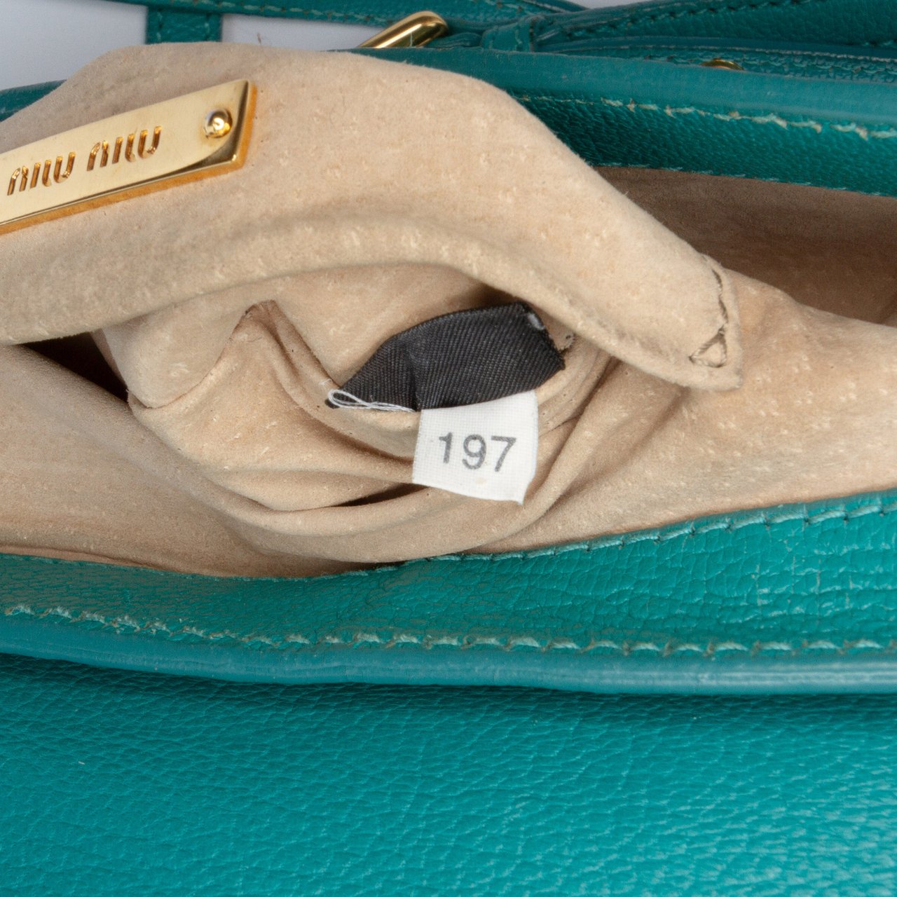 Miu Miu Goatskin Madras Crossbody Blauw