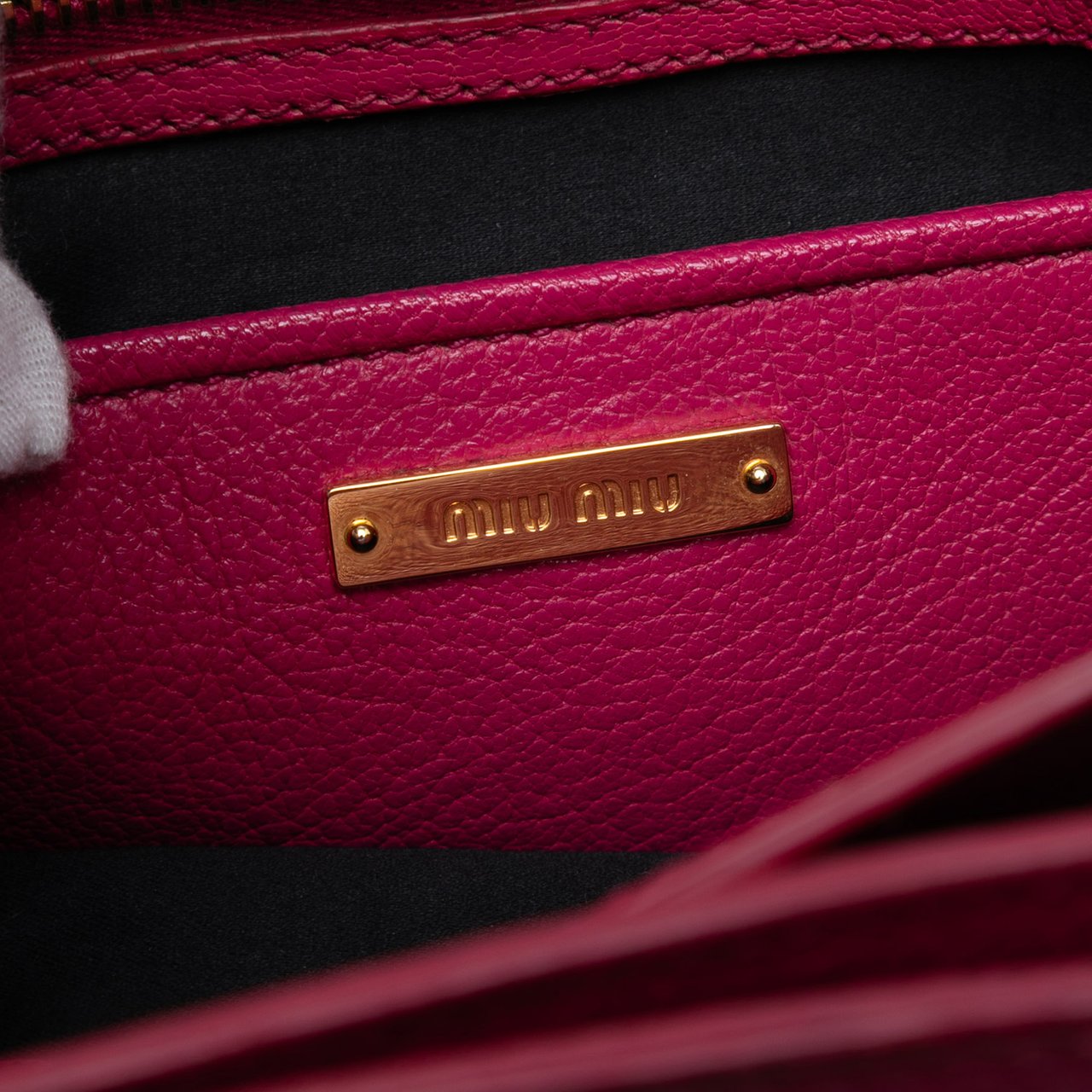 Miu Miu Goatskin Madras Satchel Roze