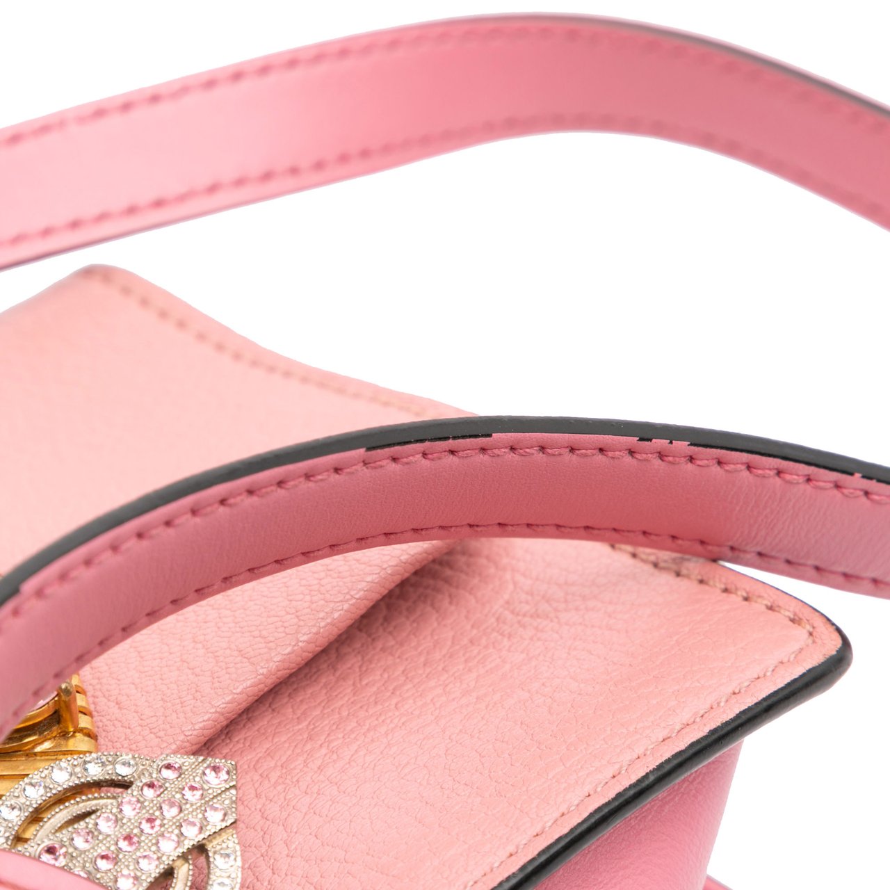 Miu Miu Goatskin Madras Soft Calf Crystal Embellished Crossbody Roze