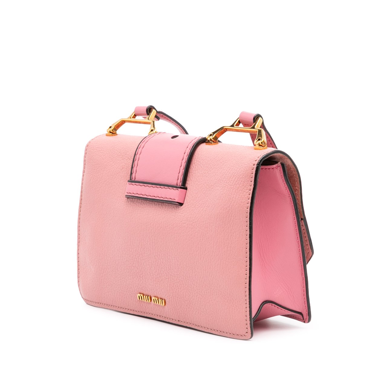 Miu Miu Goatskin Madras Soft Calf Crystal Embellished Crossbody Roze