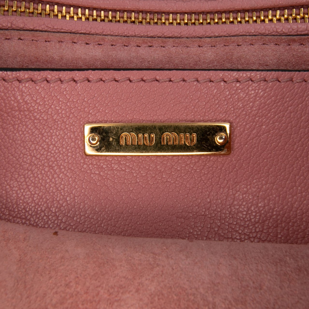 Miu Miu Goatskin Madras Soft Calf Crystal Embellished Crossbody Roze
