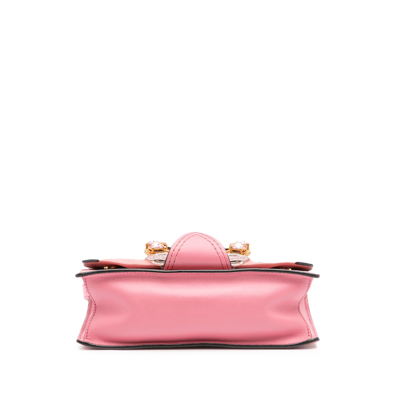 Miu Miu Goatskin Madras Soft Calf Crystal Embellished Crossbody Roze