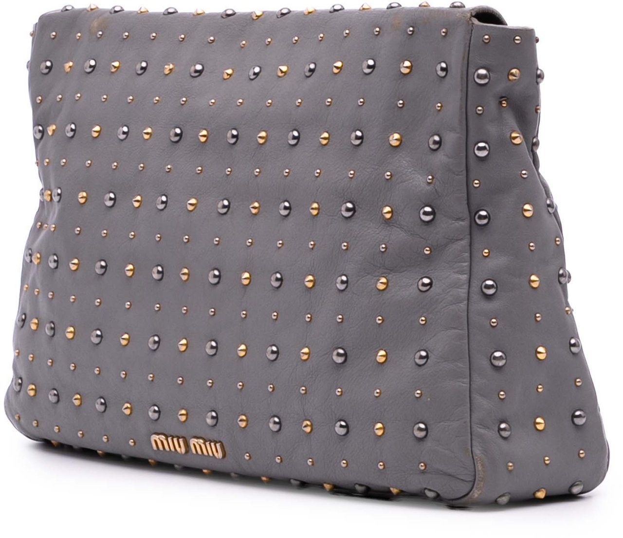 Miu Miu Studded Soft Calf Crossbody Grijs