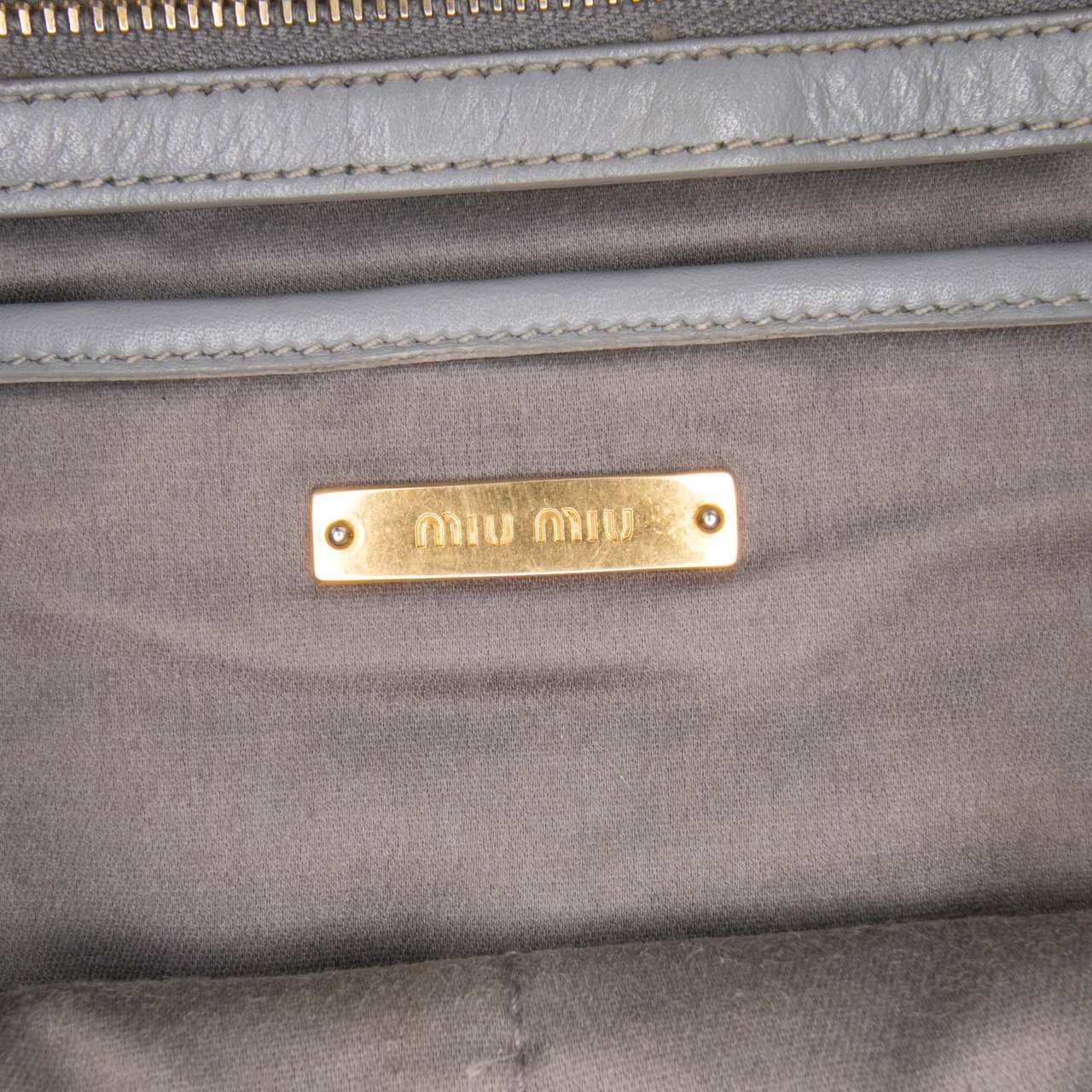 Miu Miu Studded Soft Calf Crossbody Grijs
