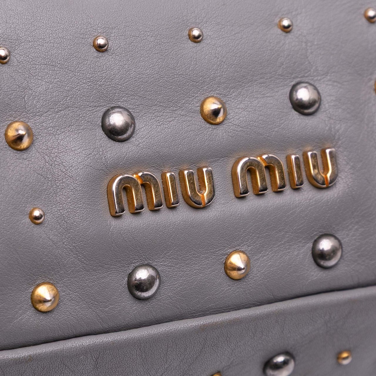 Miu Miu Studded Soft Calf Crossbody Grijs