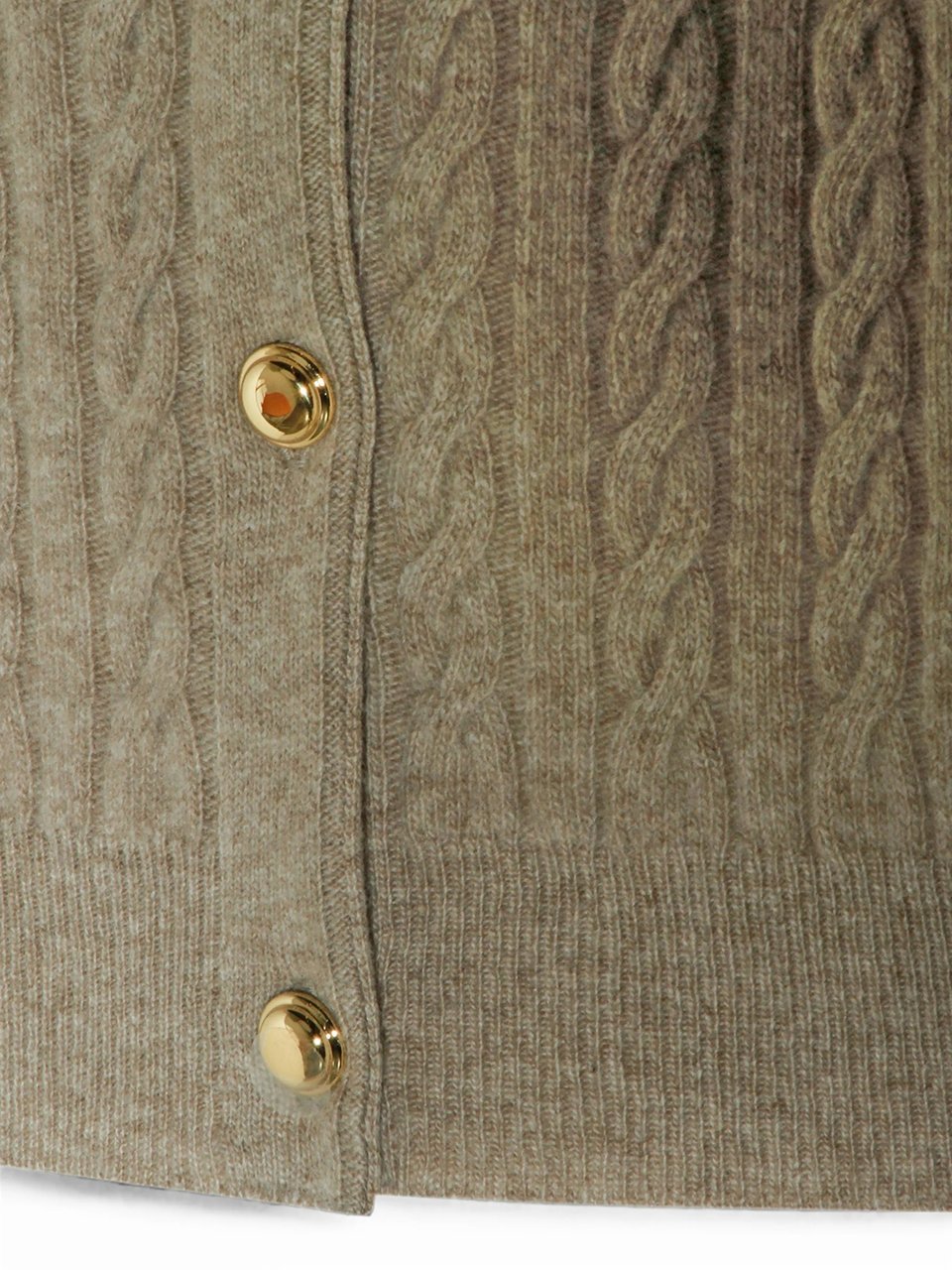 Miu Miu Cable Knit Wool Cashmere Cardigan With Denim Collar Neutraal