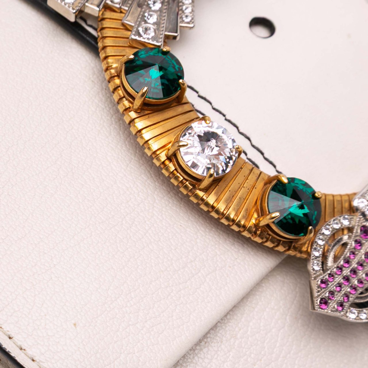 Miu Miu Goatskin Madras Soft Calf Crystal Embellished Crossbody Wit