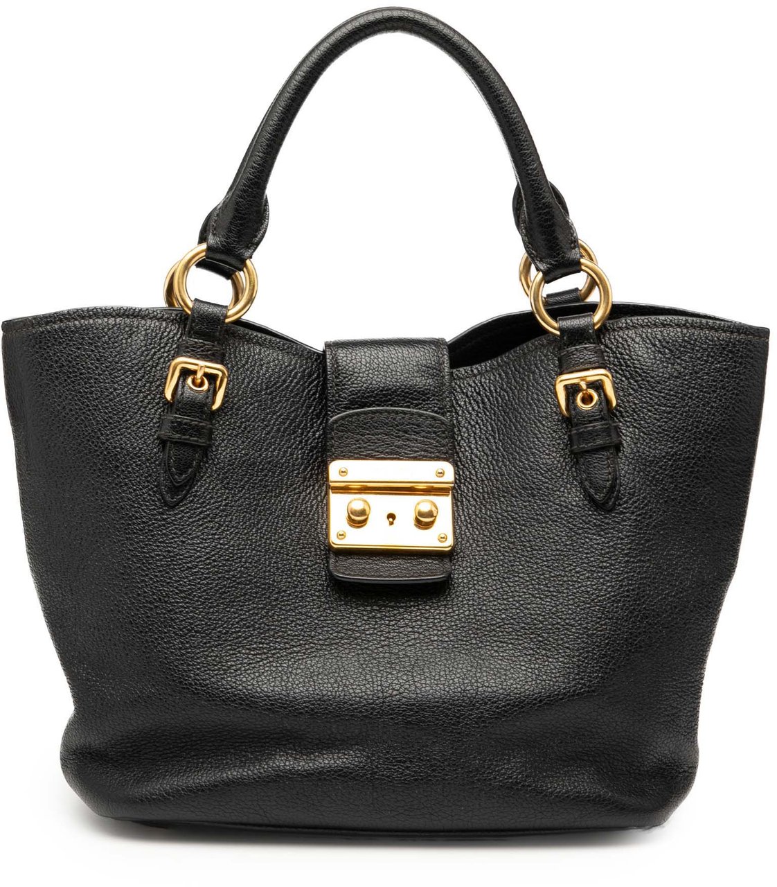 Miu Miu Goatskin Madras Satchel Zwart