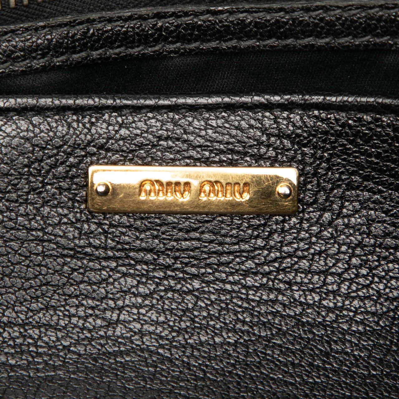 Miu Miu Goatskin Madras Satchel Zwart