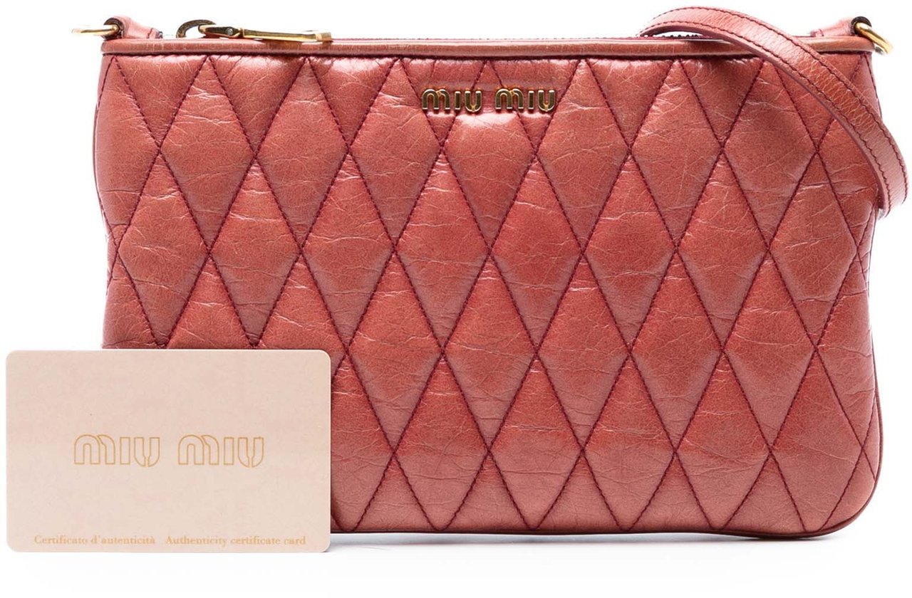 Miu Miu Matelasse Lambskin Crossbody Rood