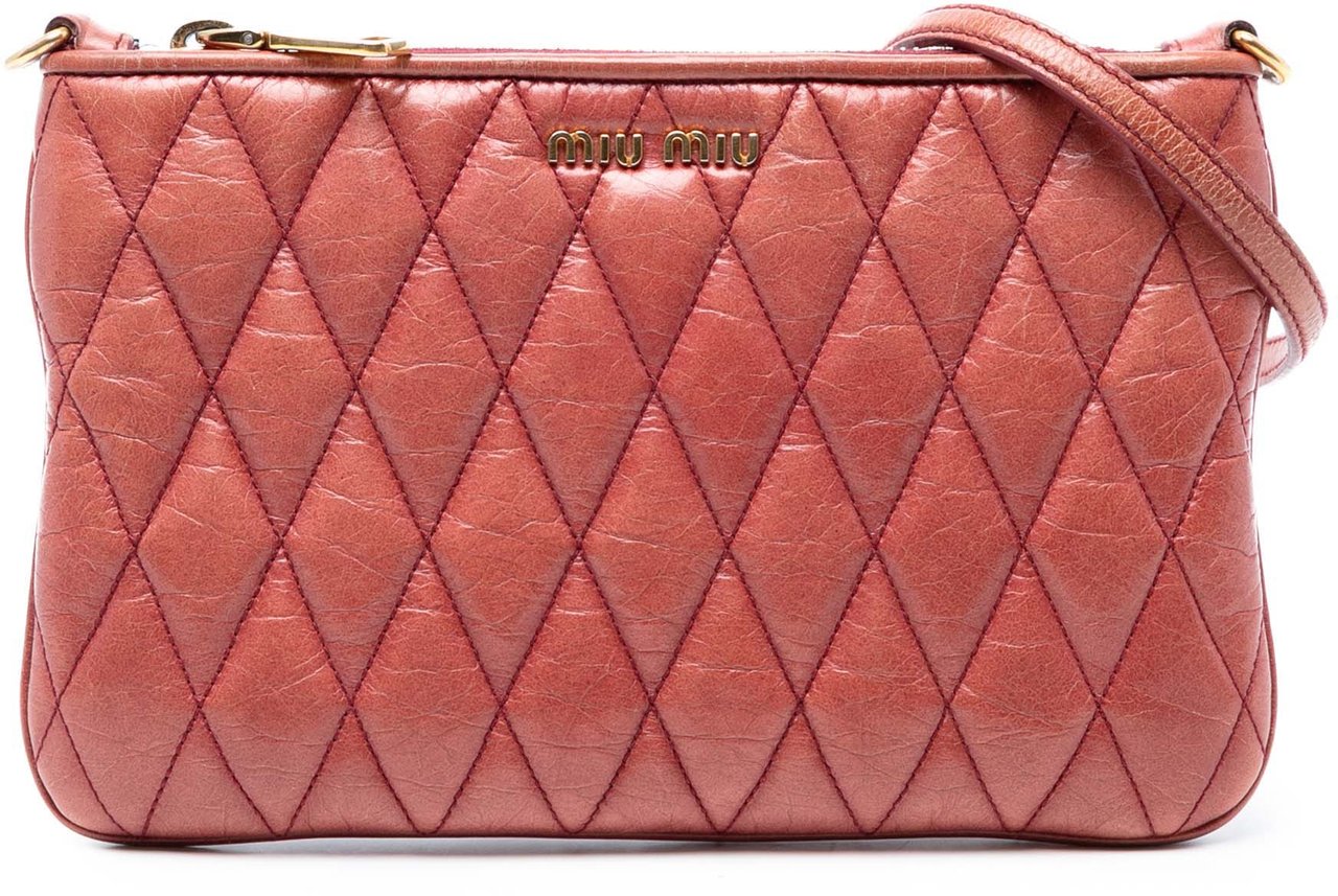Miu Miu Matelasse Lambskin Crossbody Rood